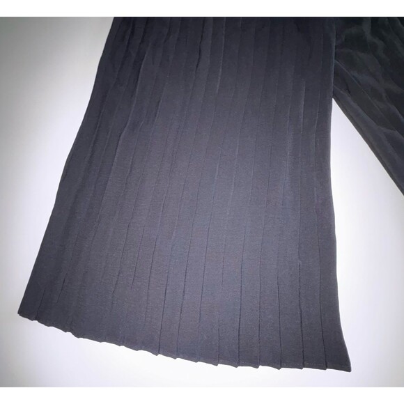 C'est Toi Black Pleated Wide Leg Culotte Pants High Rise Elastic Waist Small NWT - Picture 3 of 9